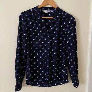 Like New 💙 Polka Dot Women's Top - Navy and White